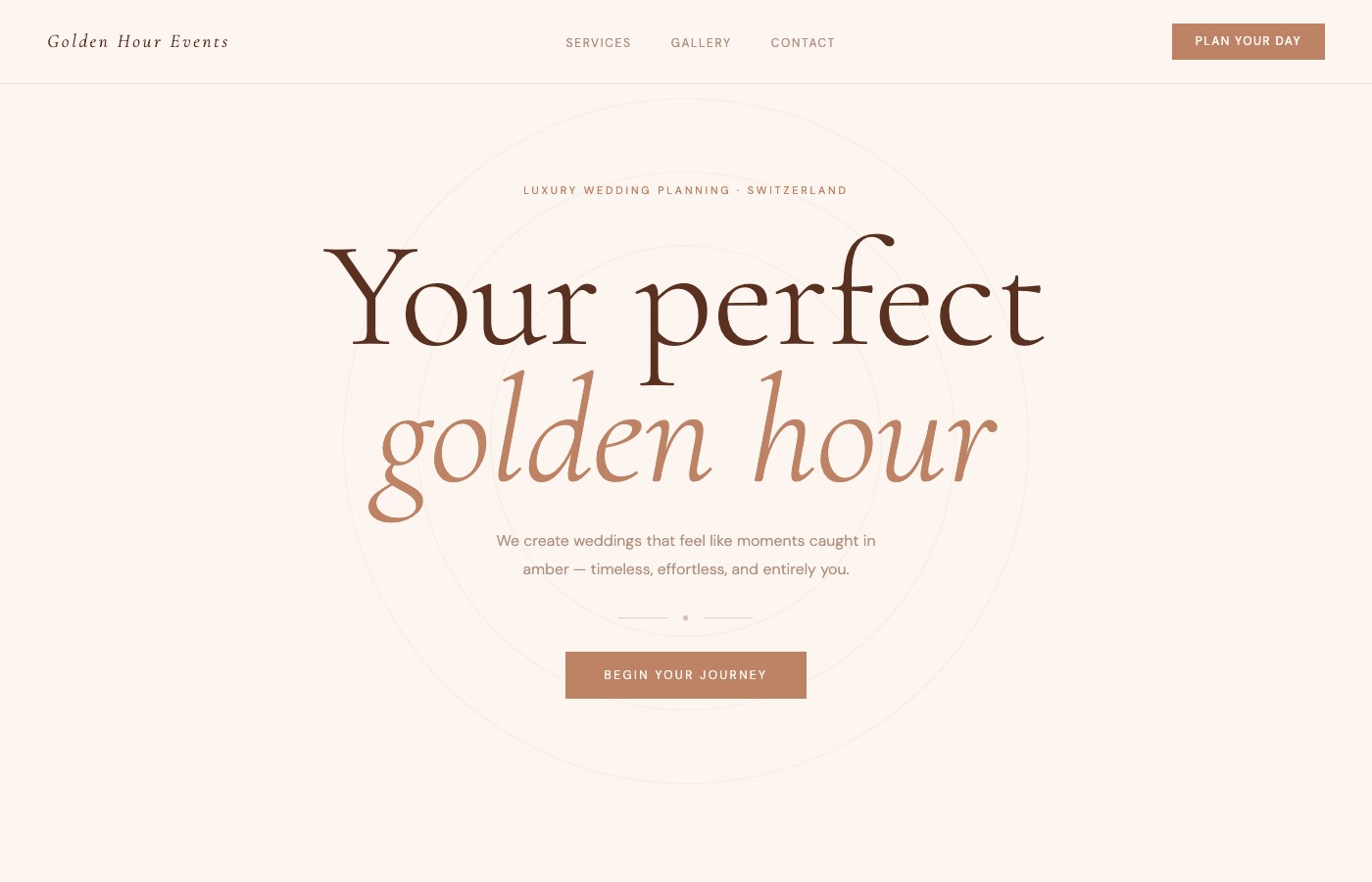 Wedding events website preview